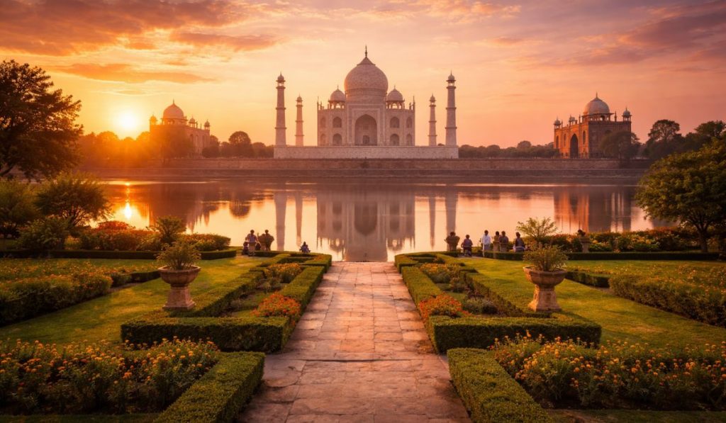 Mehtab Bagh sunset Taj Mahal view